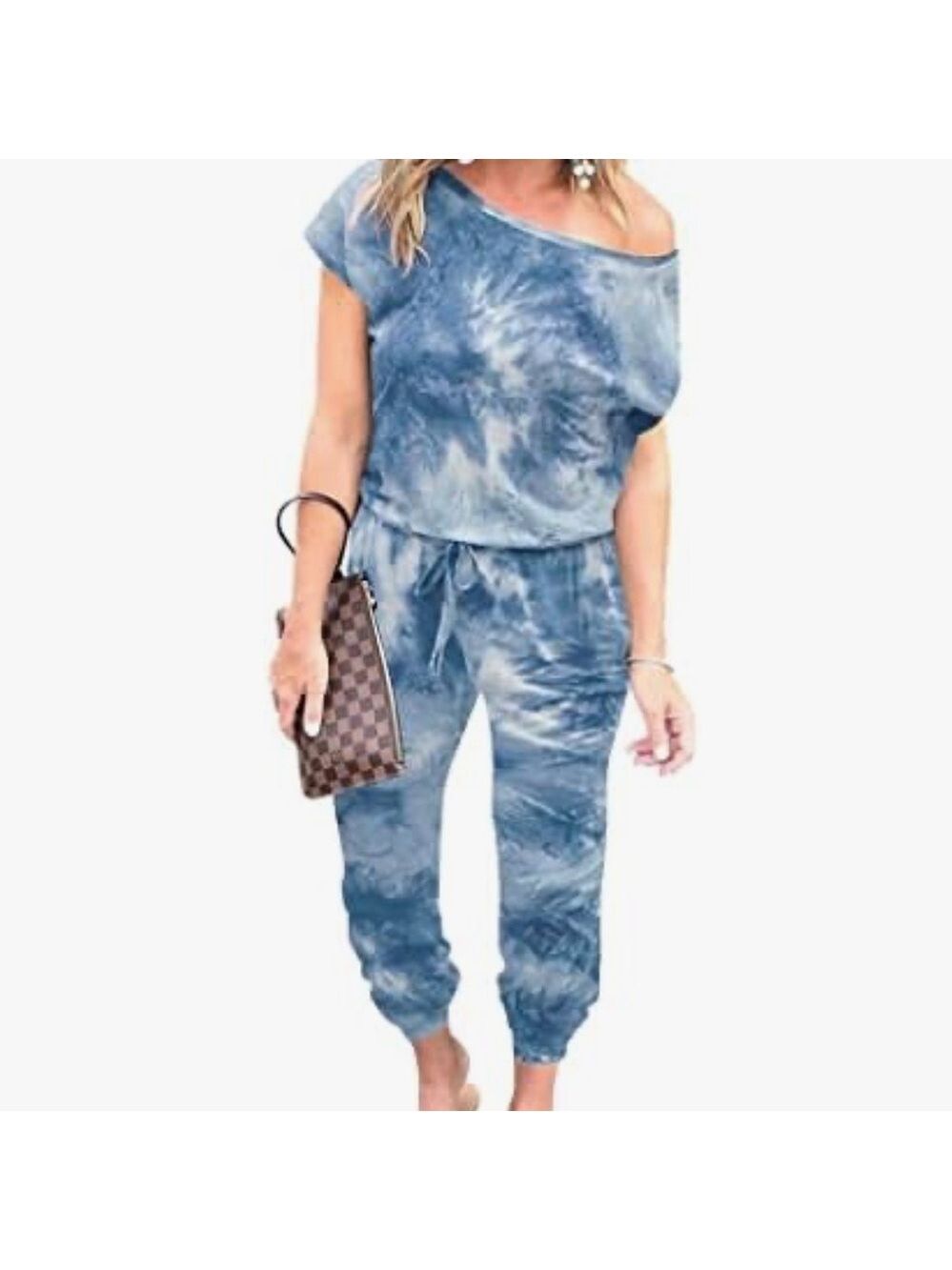 PrettyGarden Tie Dye Off Shoulder Romper Harem Pants Elastic Waist Shirt NWT XXL